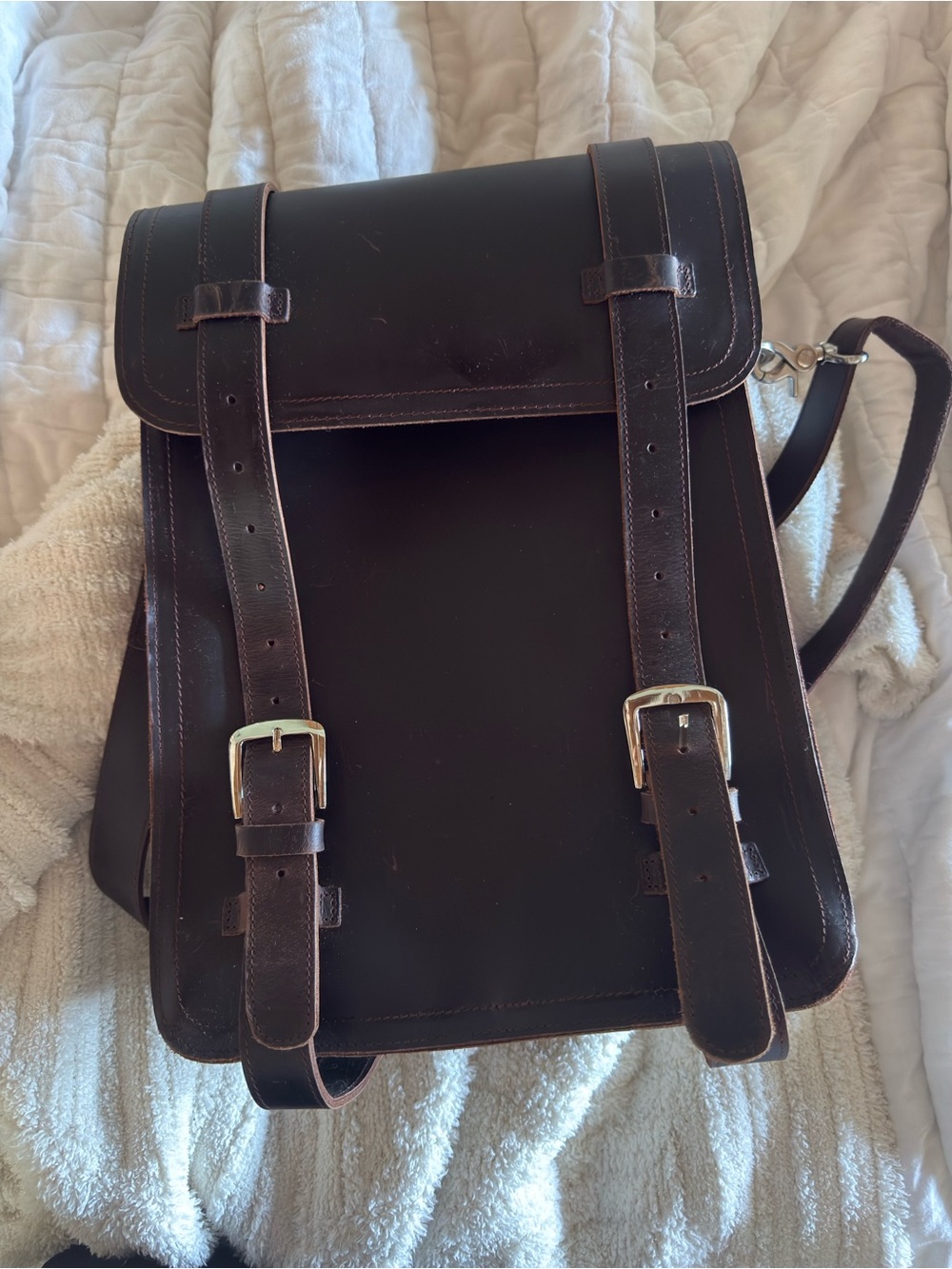 Brown Leather Backpack Satchel - Classic Vintage Style - Picture 2 of 6